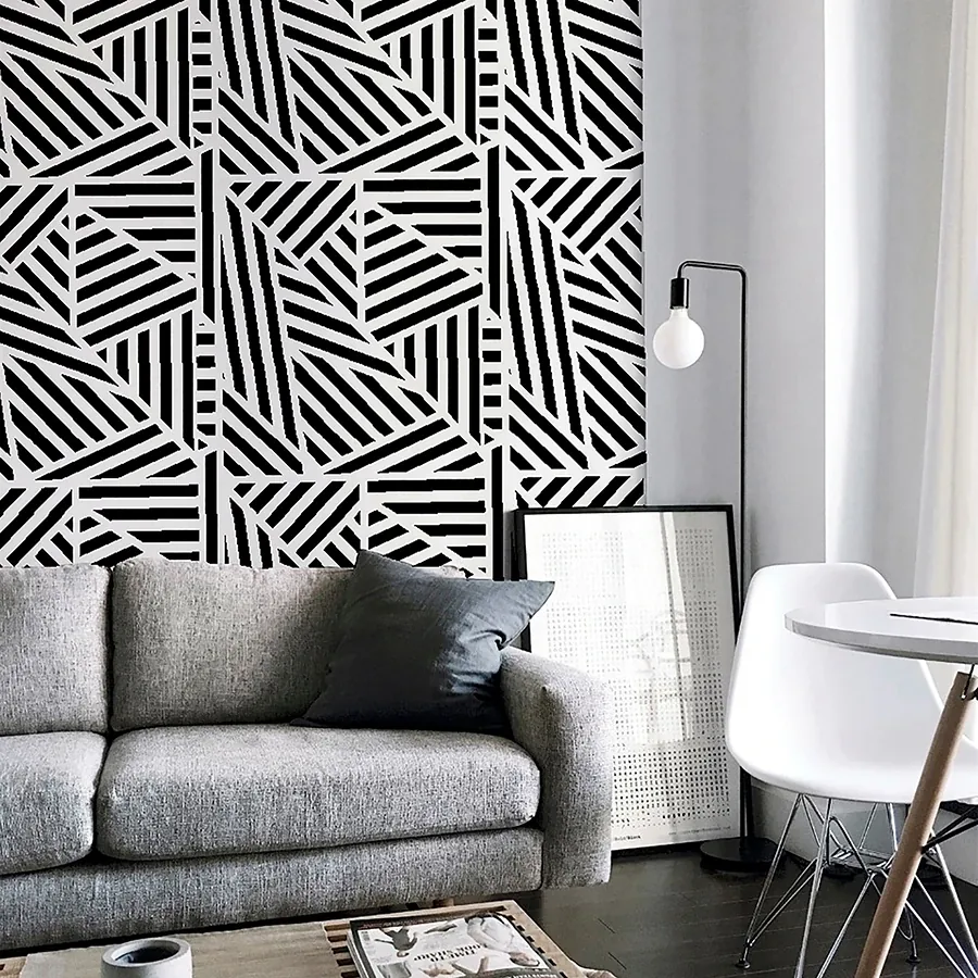 Brewster Home Fashions Oswald Black Striped Geometric Wallpaper - SKU AH910004