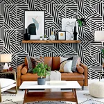 Brewster Home Fashions Oswald Black Striped Geometric Wallpaper - SKU AH910004