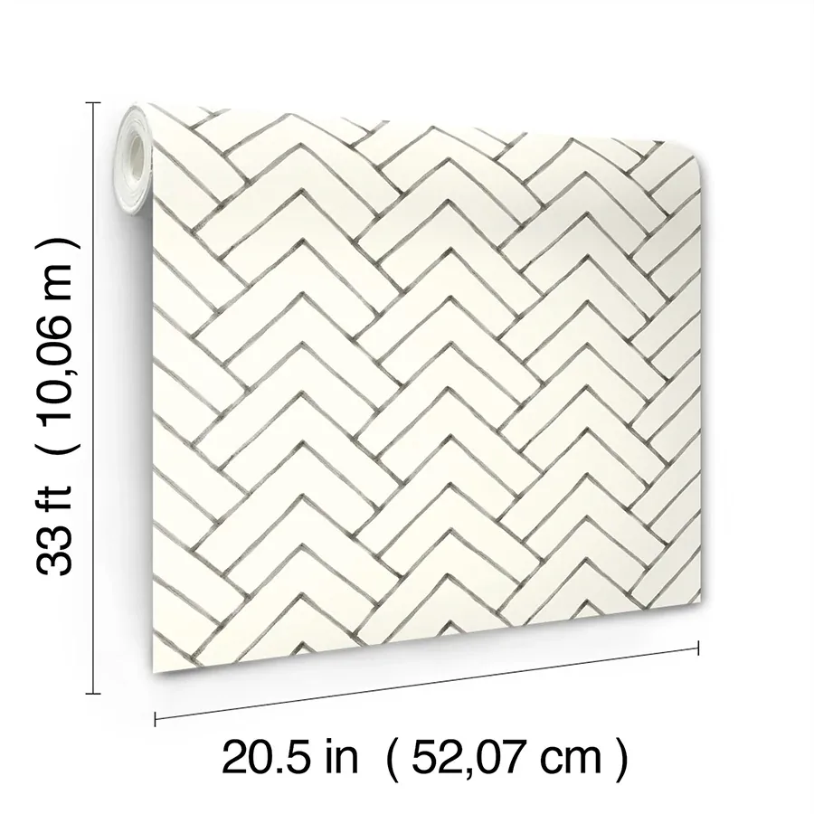 Brewster Home Fashions Oswin Black Tiered Herringbone Wallpaper - SKU 3125-72366