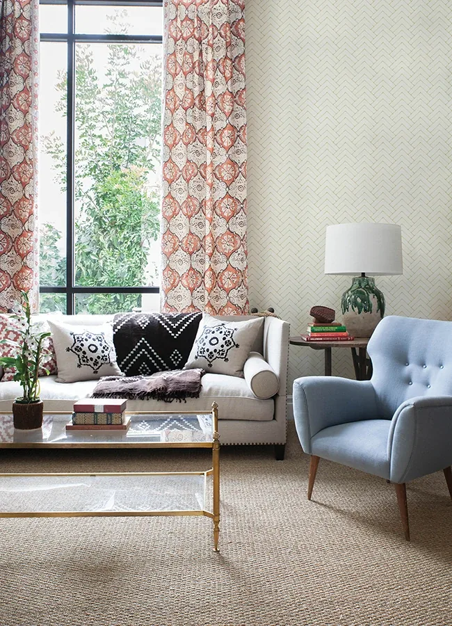 Brewster Home Fashions Oswin Light Yellow Tiered Herringbone Wallpaper - SKU 3125-72365
