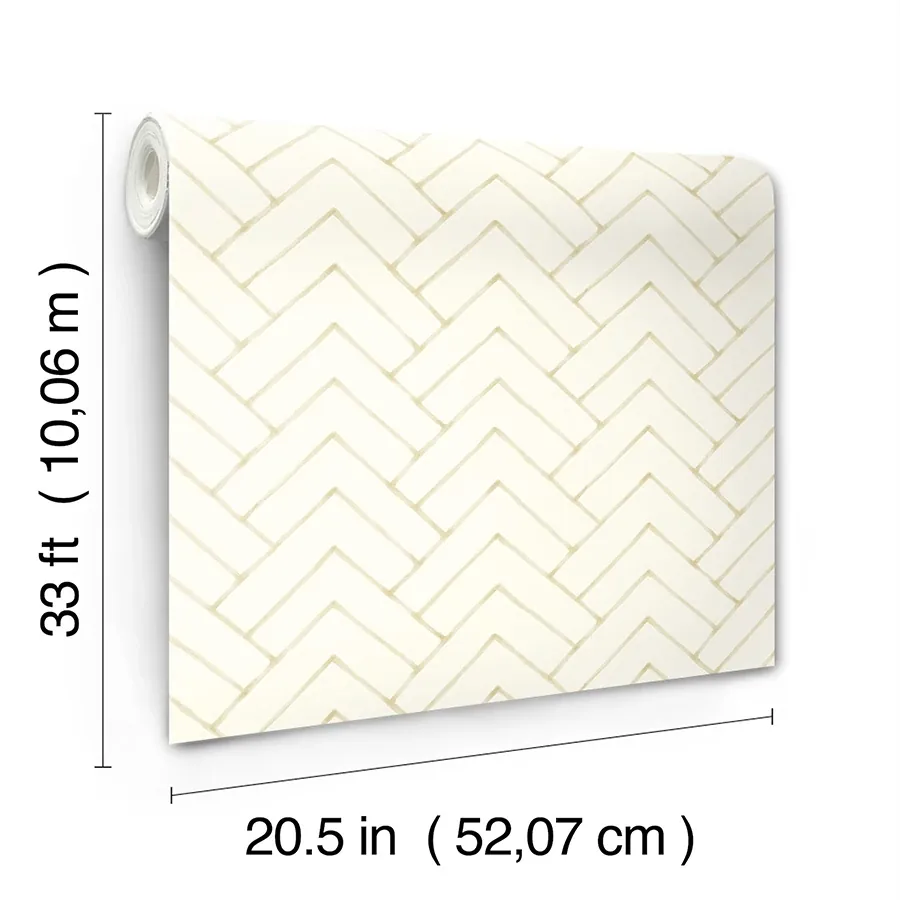 Brewster Home Fashions Oswin Light Yellow Tiered Herringbone Wallpaper - SKU 3125-72365