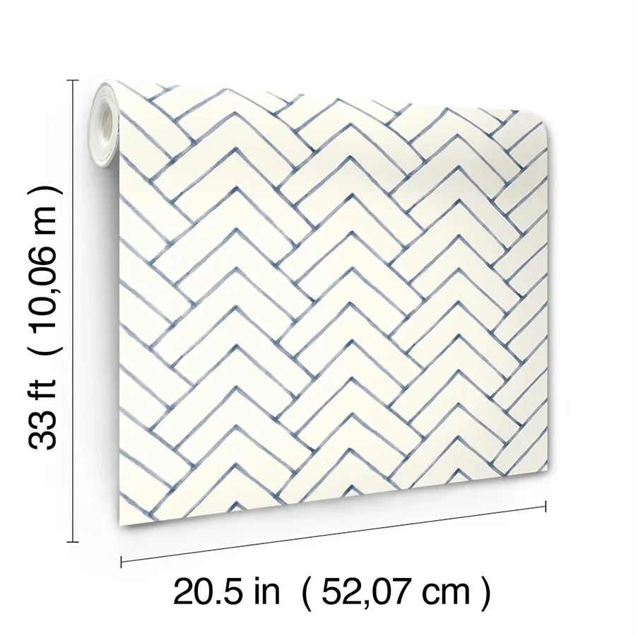 Brewster Home Fashions Oswin Navy Tiered Herringbone Wallpaper - SKU 3125-72363
