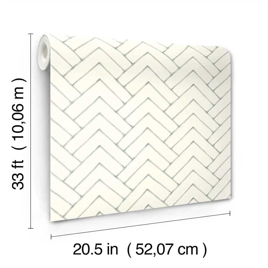 Brewster Home Fashions Oswin Teal Tiered Herringbone Wallpaper - SKU 3125-72362
