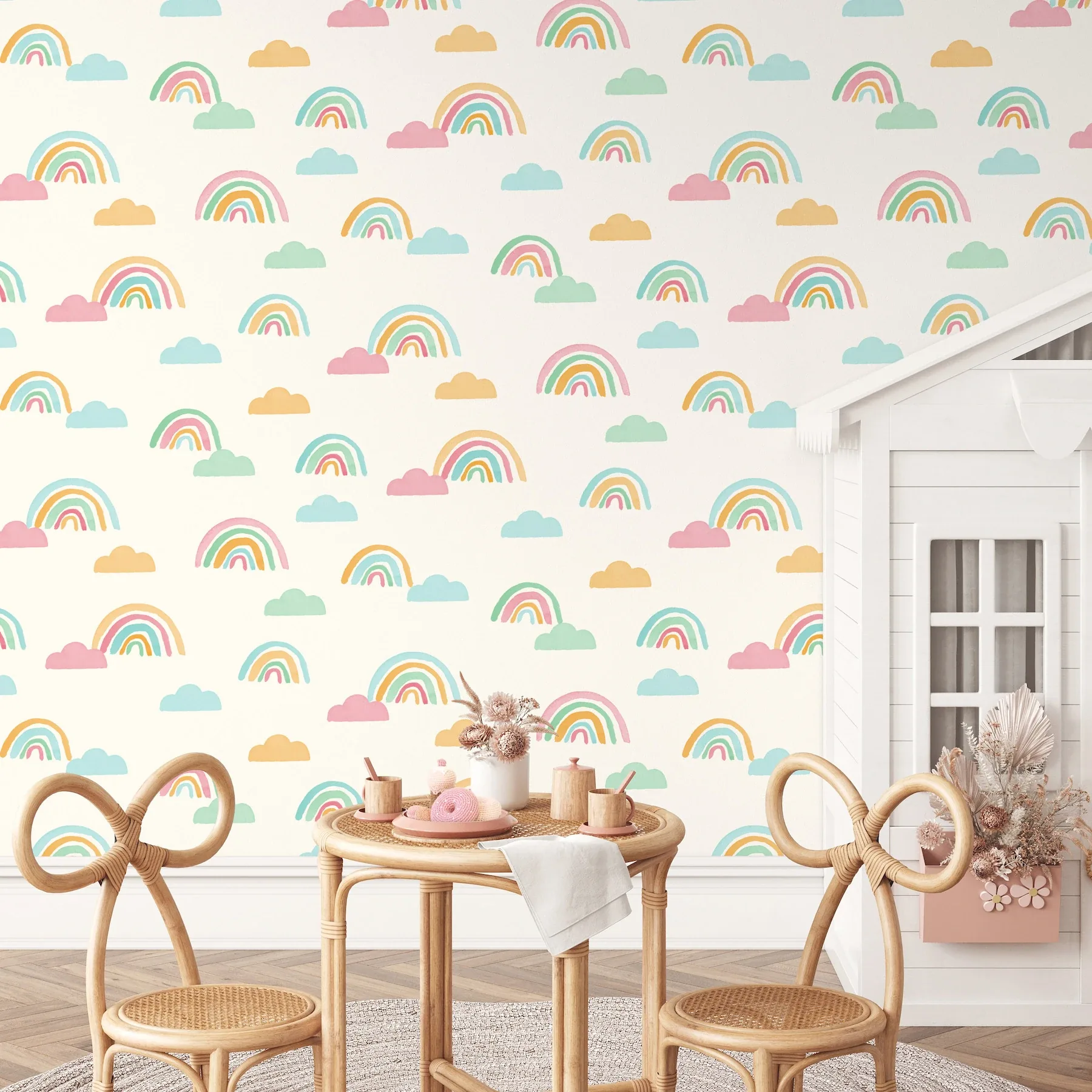 Brewster Home Fashions Over The Rainbow Multicolor Painted Skies Wallpaper - SKU 4203-27562