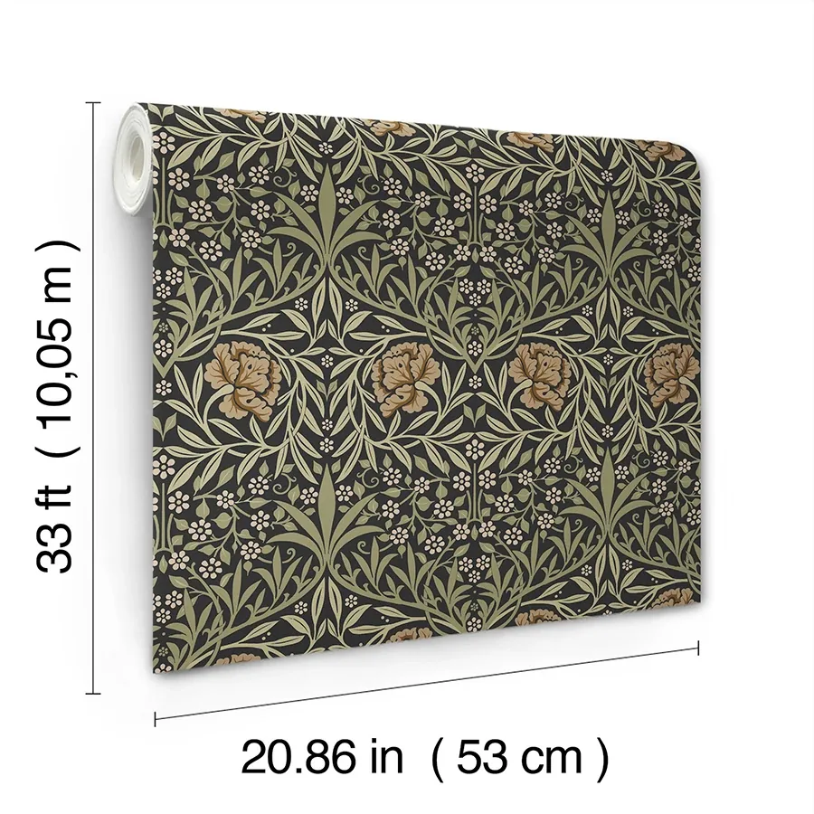 Brewster Home Fashions Oxford Union Black Floral Vines Wallpaper - SKU 4171-82048