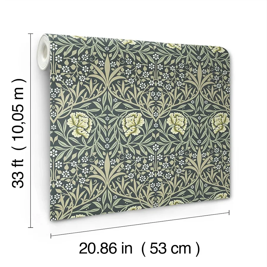 Brewster Home Fashions Oxford Union Sea Green Floral Vines Wallpaper - SKU 4171-82047