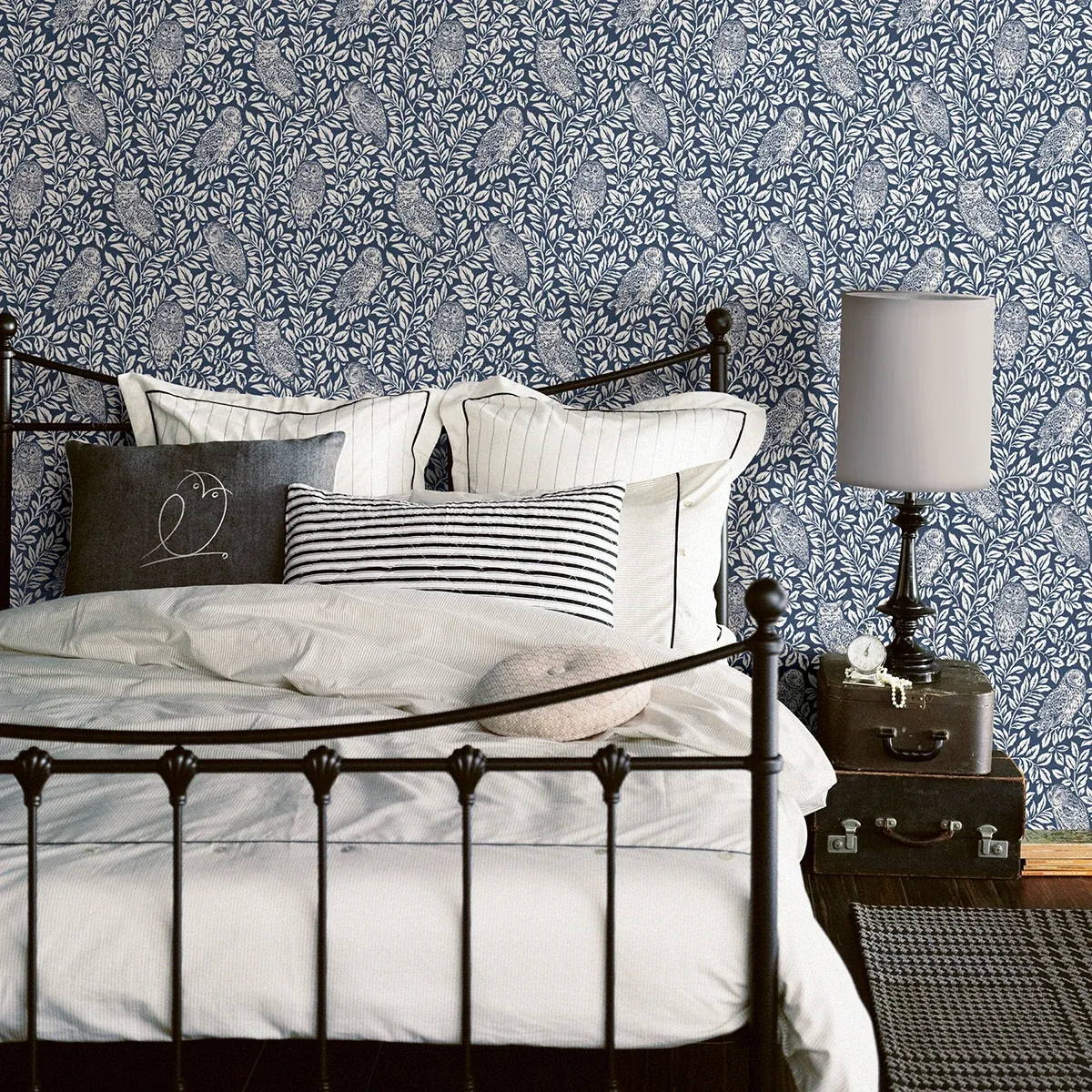 Brewster Home Fashions Parliament Navy Owl Wallpaper - SKU 3123-12412