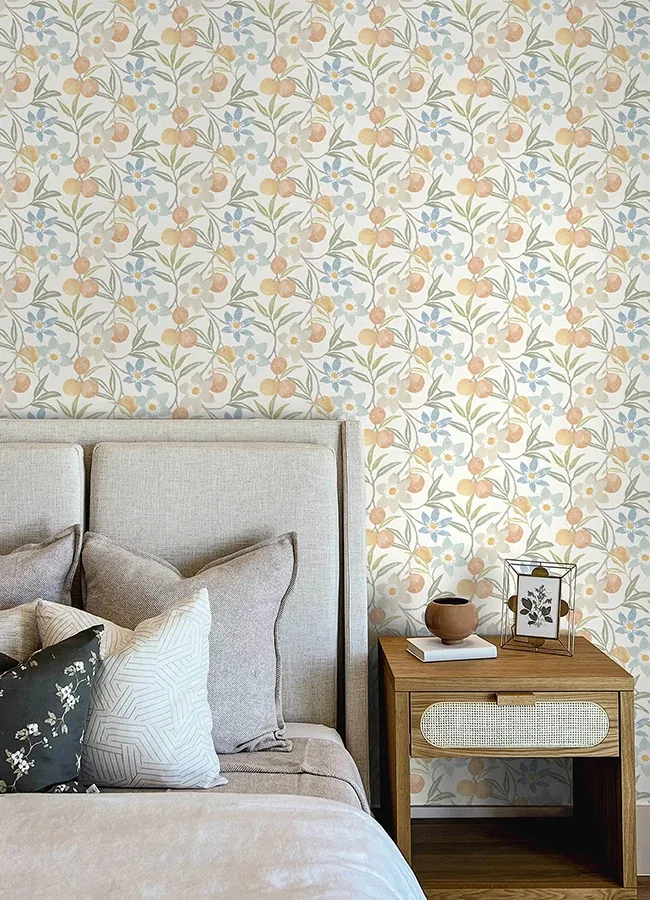 Brewster Home Fashions Passiflora Apricot Fruit and Floral Wallpaper | Wallpaper Twins Brewster Home Fashions Passiflora Apricot Fruit and Floral Wallpaper - SKU 4148-27449
