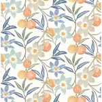 Brewster Home Fashions Passiflora Blue Fruit and Floral Wallpaper - SKU 4148-27448