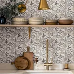 Brewster Home Fashions Passiflora Charcoal Fruit and Floral Wallpaper - SKU 4148-27451