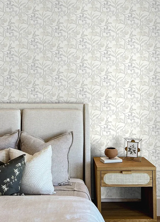 Brewster Home Fashions Passiflora Grey Fruit and Floral Wallpaper - SKU 4148-27450