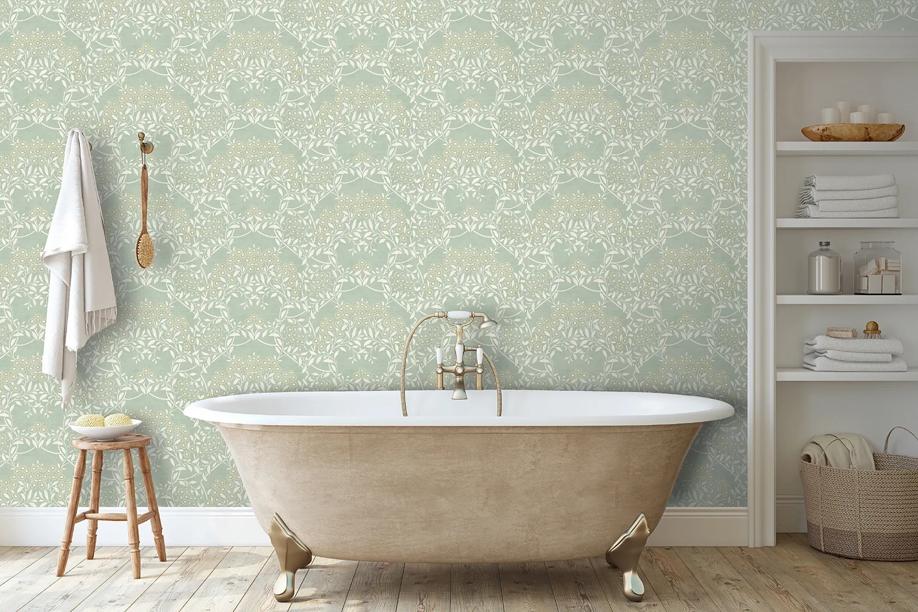 Brewster Home Fashions Penelope Green Floral Damask Wallpaper - SKU AH100195AH