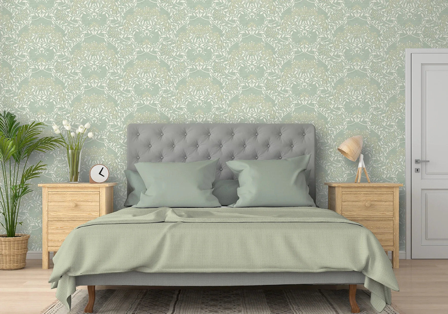 Brewster Home Fashions Penelope Green Floral Damask Wallpaper - SKU AH100195AH