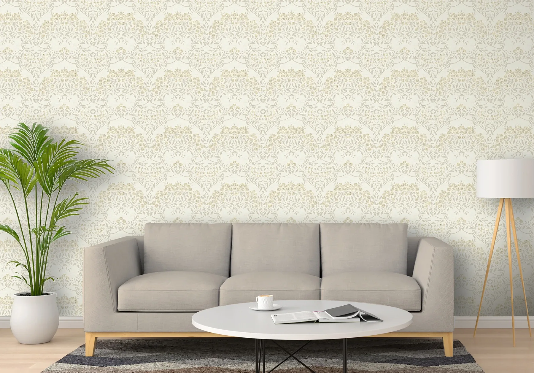 Brewster Home Fashions Penelope Light Yellow Floral Damask Wallpaper - SKU AH100184AH
