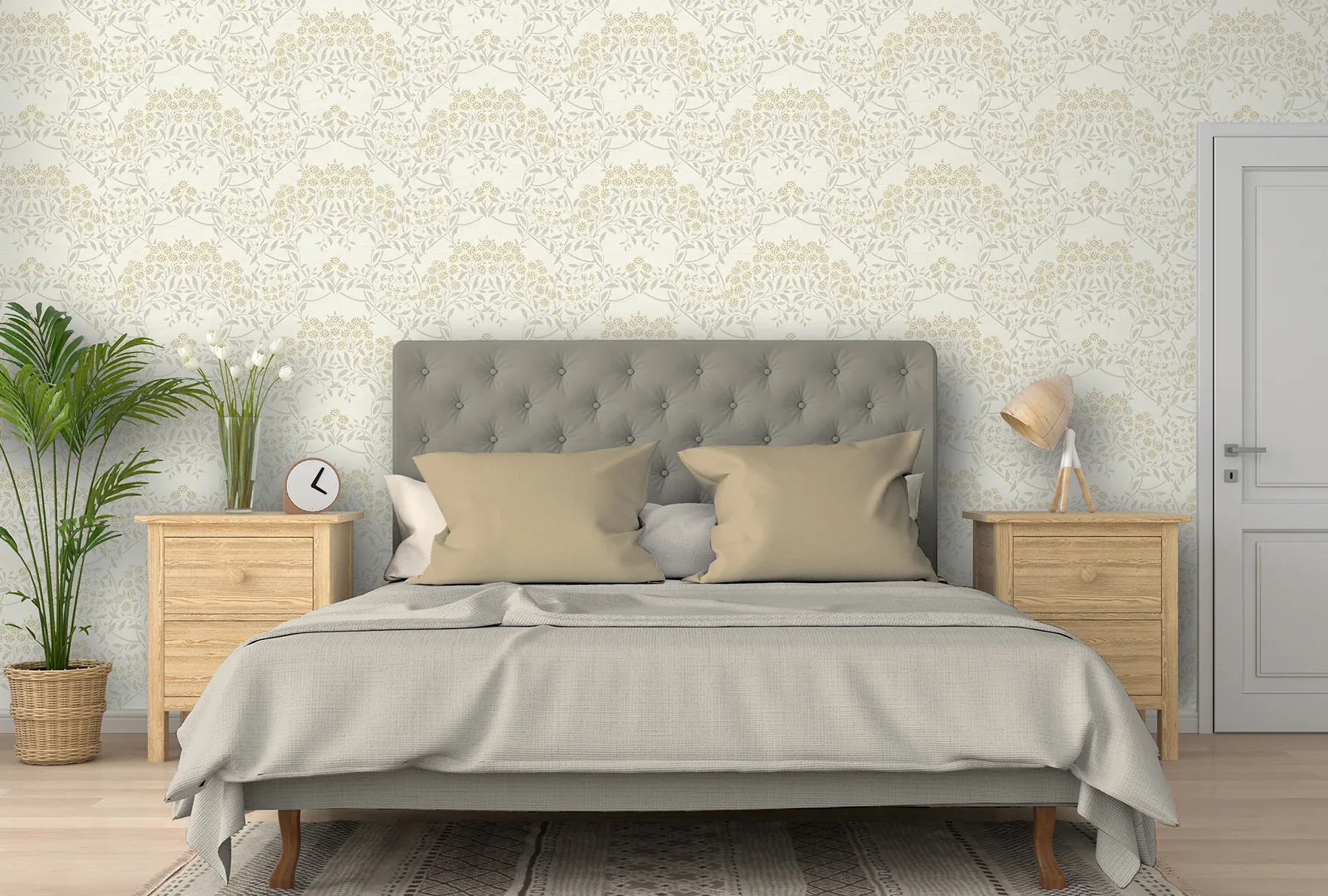 Brewster Home Fashions Penelope Light Yellow Floral Damask Wallpaper - SKU AH100184AH