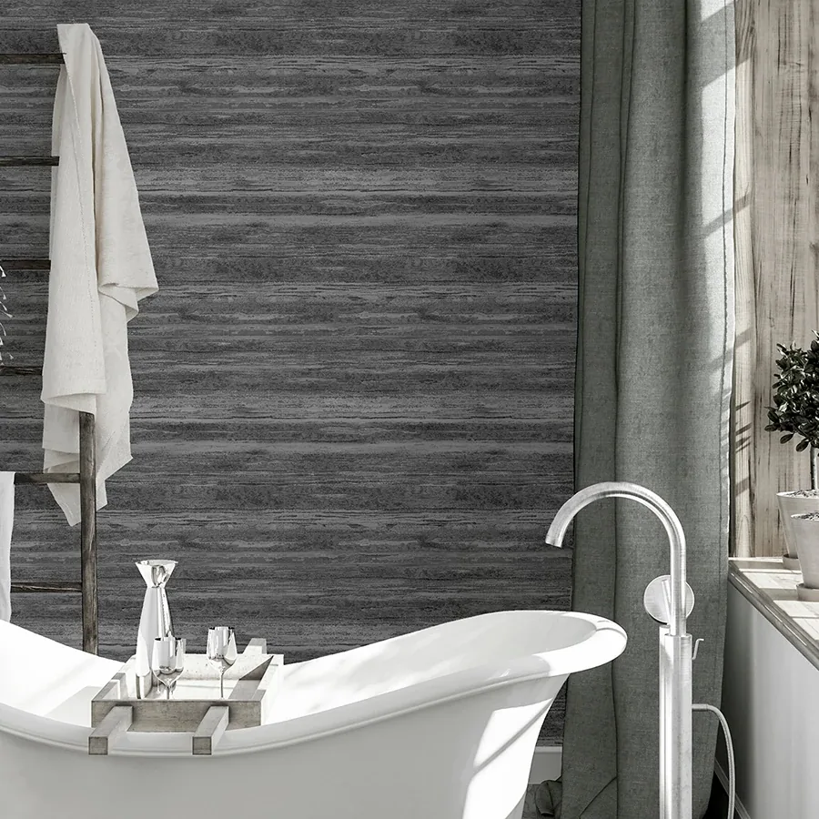 Brewster Home Fashions Philomena Pewter Striated Wallpaper - SKU AH297702