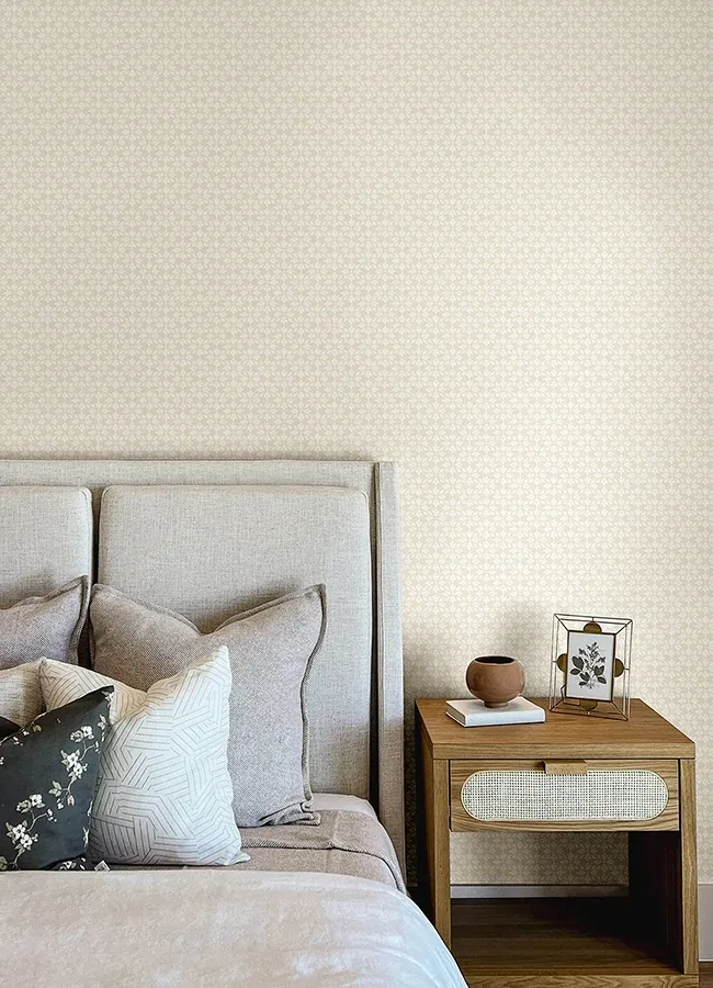 Brewster Home Fashions Phlox Beige Floral Stamp Wallpaper - SKU 4148-27453