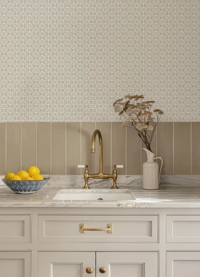 Brewster Home Fashions Phlox Grey Floral Stamp Wallpaper - SKU 4148-27454