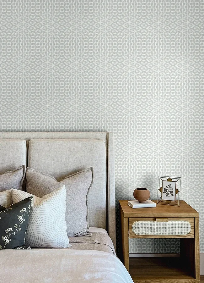 Brewster Home Fashions Phlox Light Blue Floral Stamp Wallpaper - SKU 4148-27452