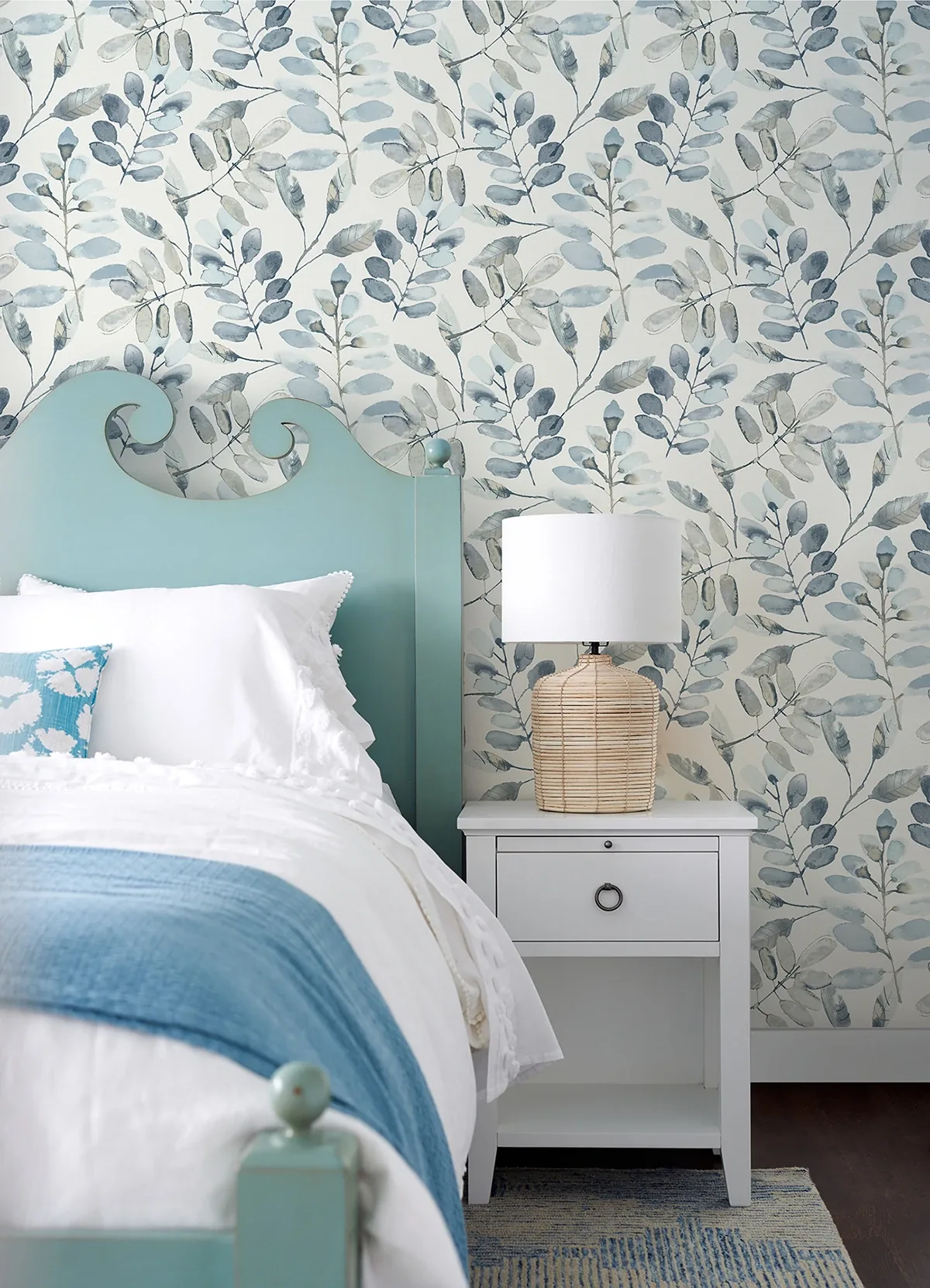 Brewster Home Fashions Pinnate Blue Leaves Wallpaper - SKU 3124-13908