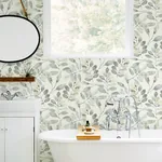 Brewster Home Fashions Pinnate Grey Leaves Wallpaper | Wallpaper Twins Brewster Home Fashions Pinnate Grey Leaves Wallpaper - SKU 3124-13905