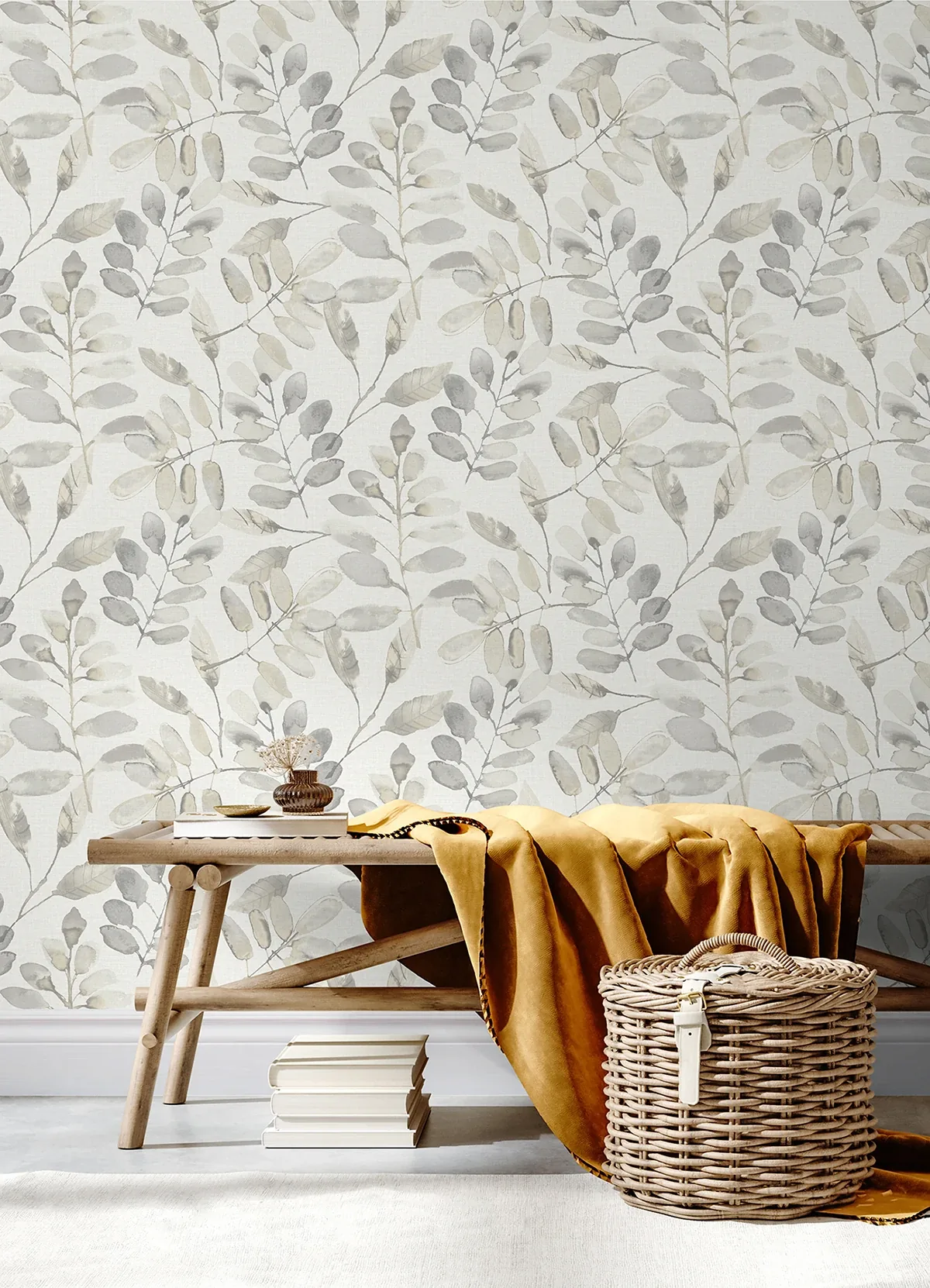 Brewster Home Fashions Pinnate Taupe Leaves Wallpaper - SKU 3124-13907