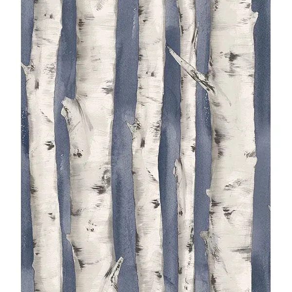 Brewster Home Fashions Pioneer Denim Birch Tree Wallpaper - SKU 3118-12604