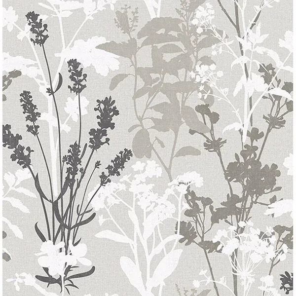 Brewster Home Fashions Pippin Grey Wild Flowers Wallpaper - SKU 2814-24571
