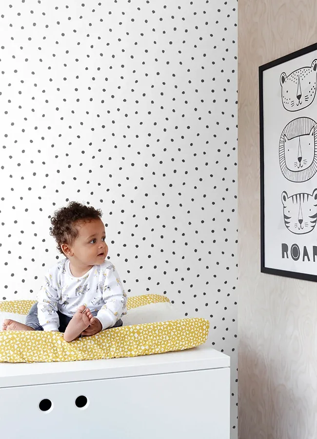 Brewster Home Fashions Pixie Black Dots Wallpaper - SKU 4060-138934