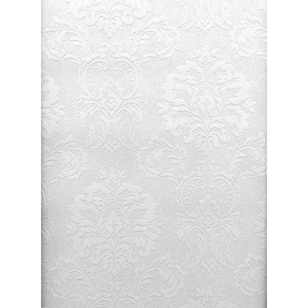 Brewster Home Fashions Plouf White Paintable Damask Wallpaper - SKU 2780-32808