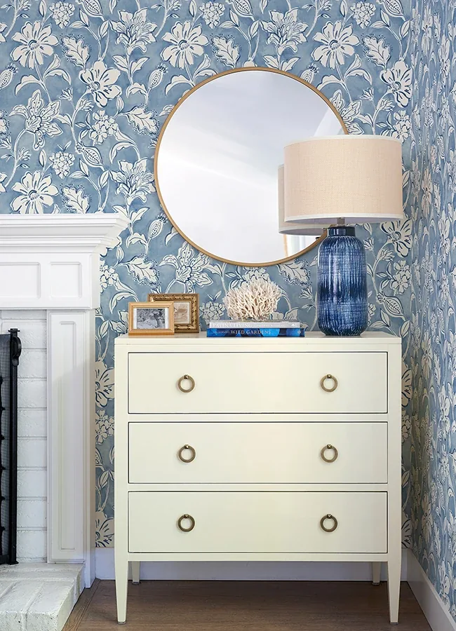 Brewster Home Fashions Plumeria Blue Floral Trail Wallpaper | Wallpaper Twins Brewster Home Fashions Plumeria Blue Floral Trail Wallpaper - SKU 4071-71040