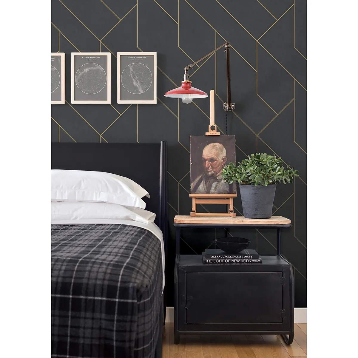 Brewster Home Fashions Pollock Black Gilded Geometric Wallpaper - SKU 4015-427431