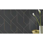 Brewster Home Fashions Pollock Black Gilded Geometric Wallpaper - SKU 4015-427431