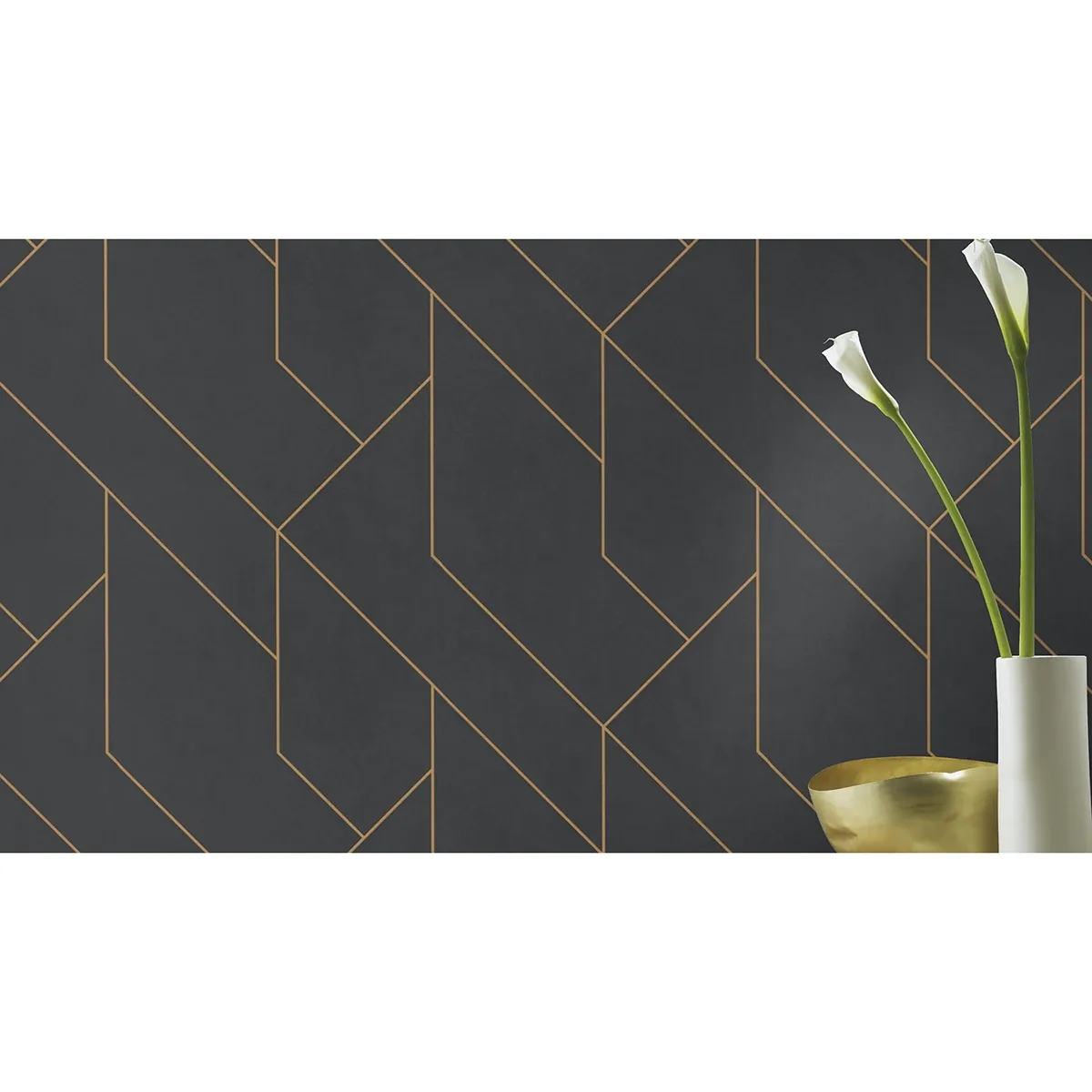 Brewster Home Fashions Pollock Black Gilded Geometric Wallpaper - SKU 4015-427431