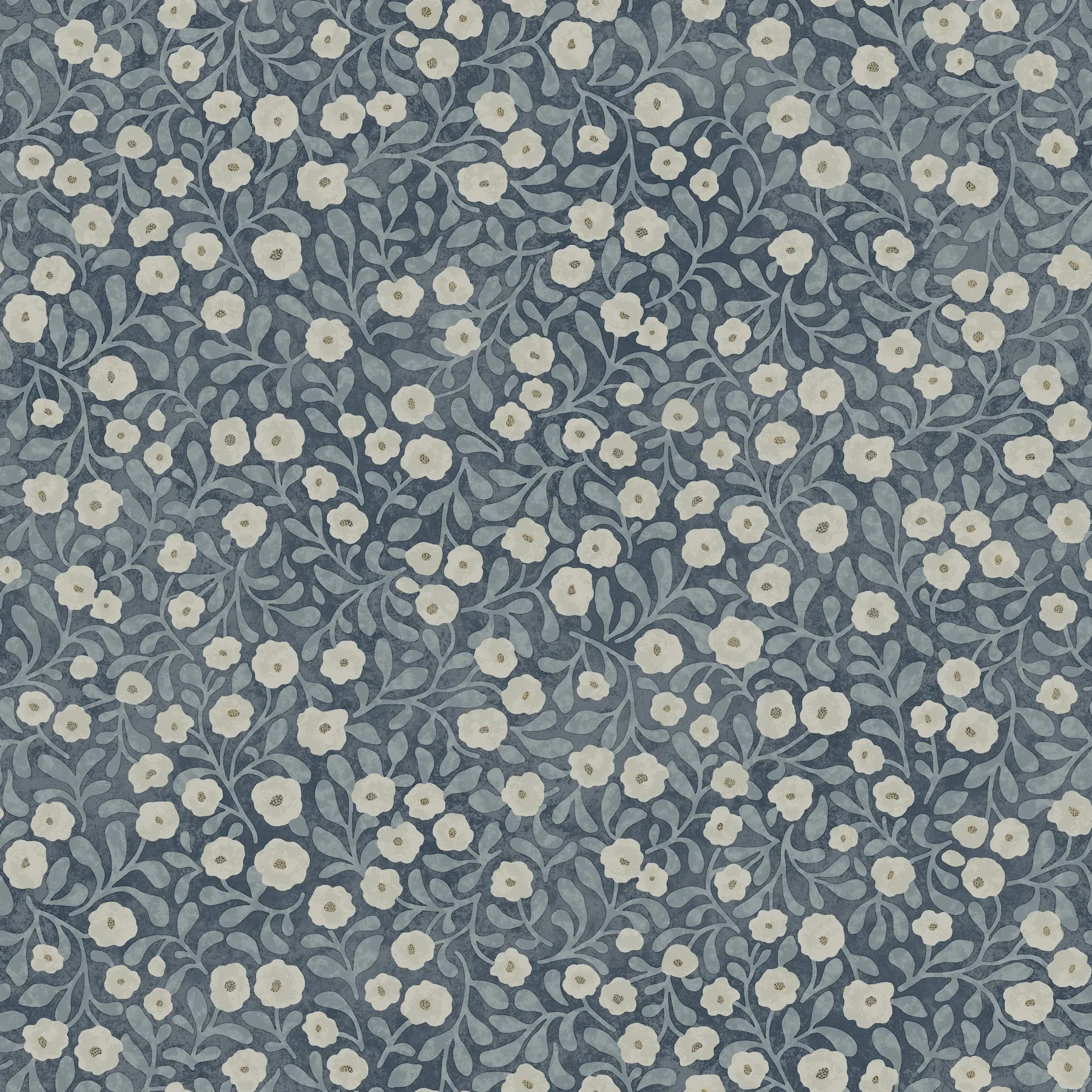 4169-83135 | Poppy Trail Dark Blue Floral Wallpaper