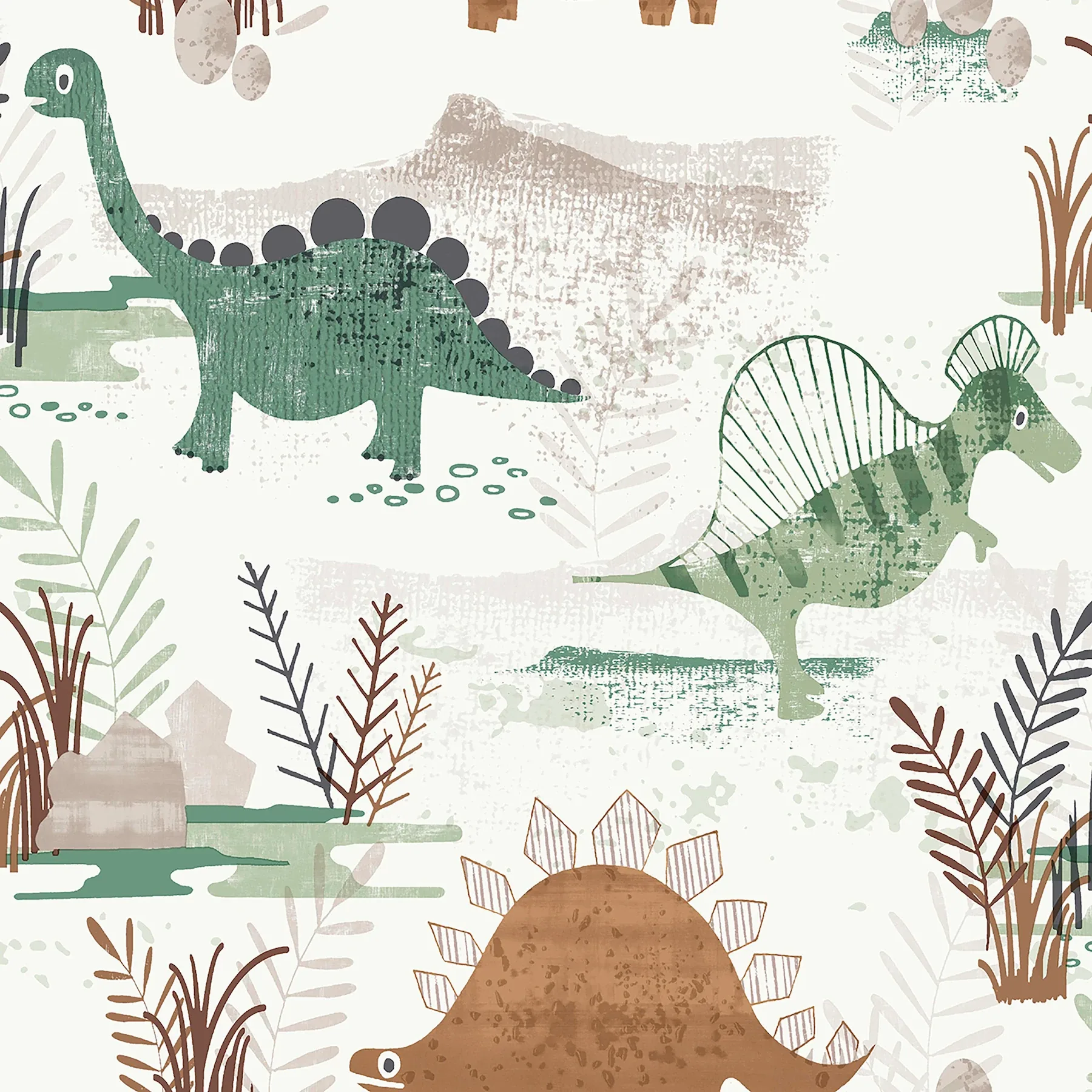 Brewster Home Fashions Prehistoric Dino Green Whimsical Wallpaper - SKU 4203-27544