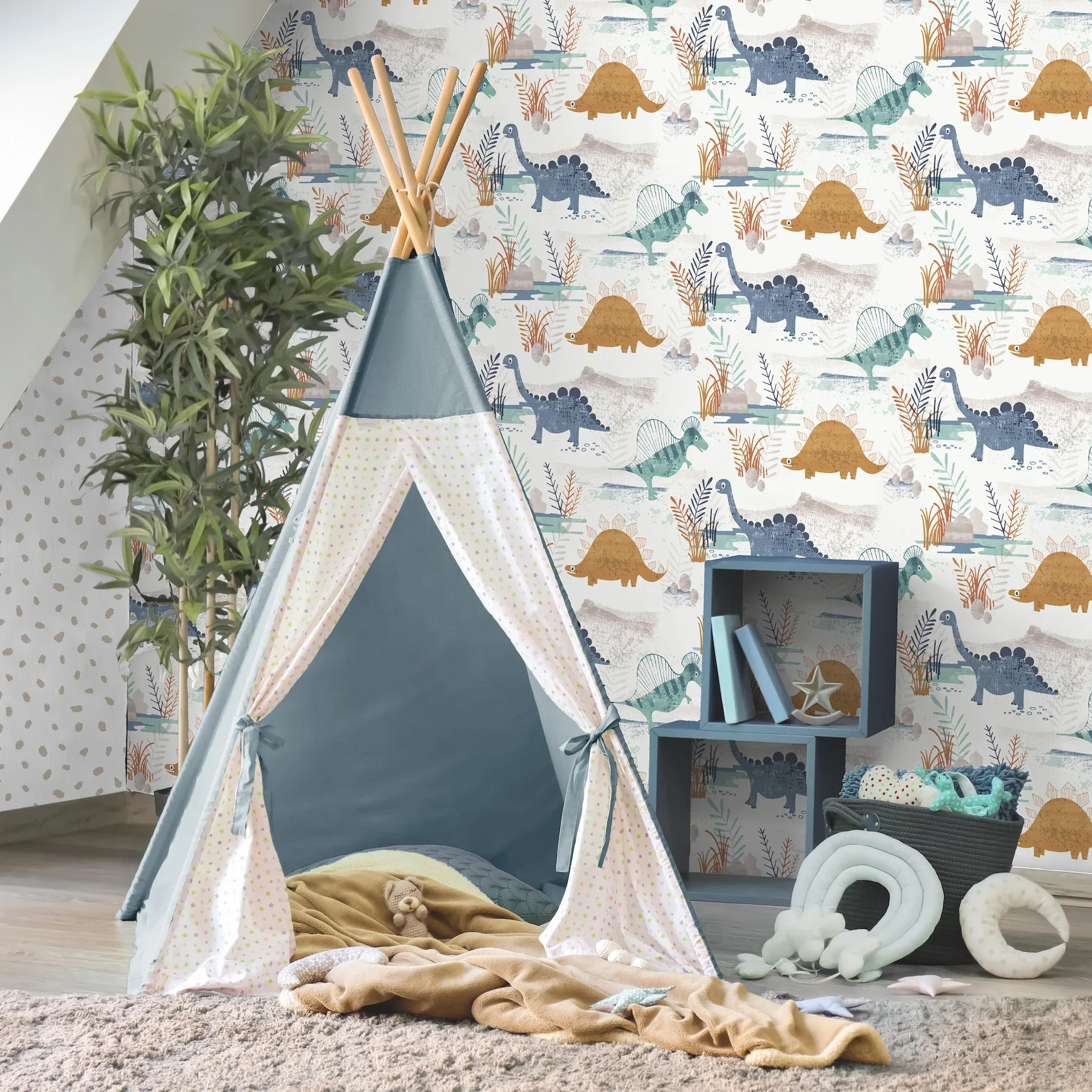 Brewster Home Fashions Prehistoric Dino Orange Whimsical Wallpaper | Wallpaper Twins Brewster Home Fashions Prehistoric Dino Orange Whimsical Wallpaper - SKU 4203-27545