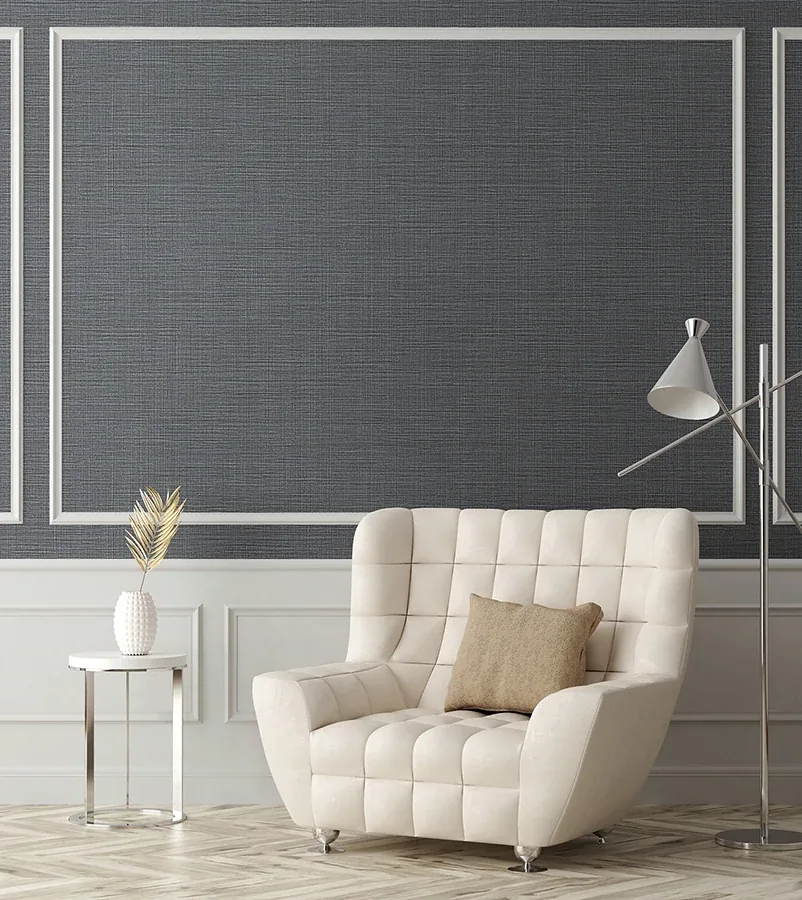 Brewster Home Fashions Premiere Charcoal Faux Linen Wallpaper | Wallpaper Twins Brewster Home Fashions Premiere Charcoal Faux Linen Wallpaper - SKU 4140-3733