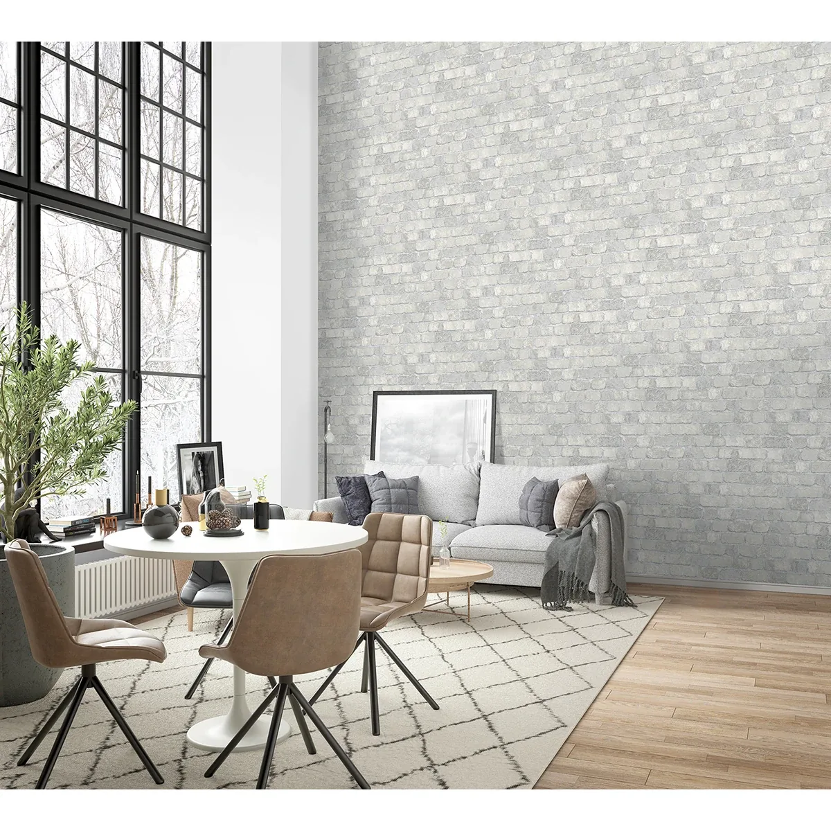 Brewster Home Fashions Princess Street Grey Brick Wallpaper - SKU RD411