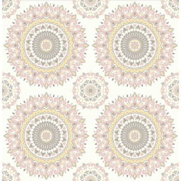 Brewster Home Fashions Priya Blush Medallion Wallpaper - SKU 2766-001805