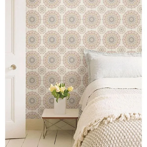 Brewster Home Fashions Priya Blush Medallion Wallpaper | Wallpaper Twins Brewster Home Fashions Priya Blush Medallion Wallpaper - SKU 2766-001805