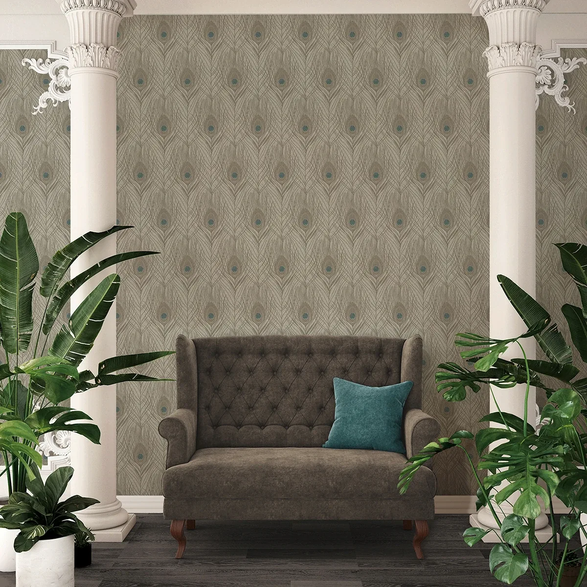 Brewster Home Fashions Prosperity Bronze Feather Wallpaper | Wallpaper Twins Brewster Home Fashions Prosperity Bronze Feather Wallpaper - SKU AS369716