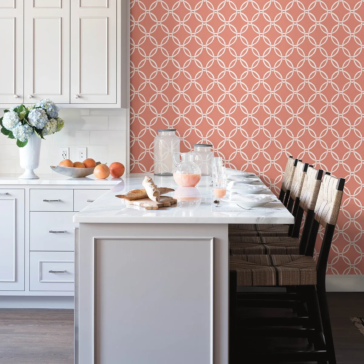 Brewster Home Fashions Quelala Coral Ring Ogee Wallpaper - SKU 3122-11001