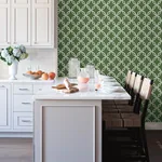 Brewster Home Fashions Quelala Green Ring Ogee Wallpaper | Wallpaper Twins Brewster Home Fashions Quelala Green Ring Ogee Wallpaper - SKU 3122-11004