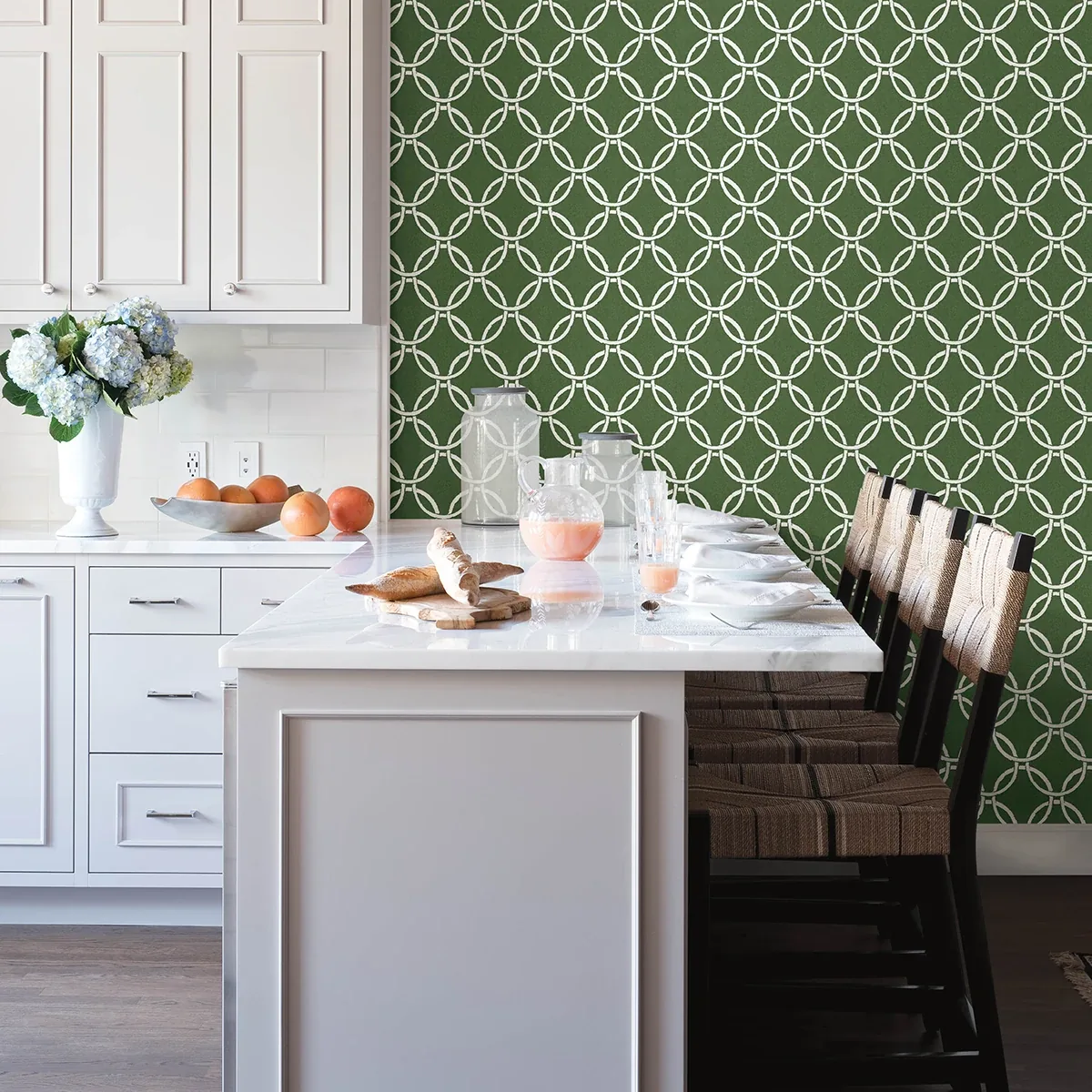 Brewster Home Fashions Quelala Green Ring Ogee Wallpaper | Wallpaper Twins Brewster Home Fashions Quelala Green Ring Ogee Wallpaper - SKU 3122-11004