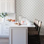 Brewster Home Fashions Quelala Grey Ring Ogee Wallpaper | Wallpaper Twins Brewster Home Fashions Quelala Grey Ring Ogee Wallpaper - SKU 3122-11030