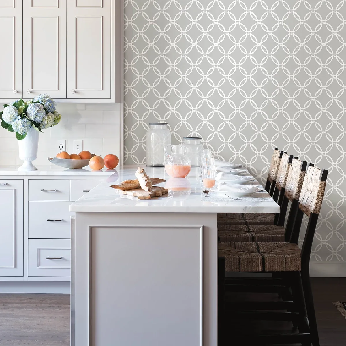 Brewster Home Fashions Quelala Grey Ring Ogee Wallpaper | Wallpaper Twins Brewster Home Fashions Quelala Grey Ring Ogee Wallpaper - SKU 3122-11030