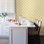 Brewster Home Fashions Quelala Yellow Ring Ogee Wallpaper | Wallpaper Twins Brewster Home Fashions Quelala Yellow Ring Ogee Wallpaper - SKU 3122-11003