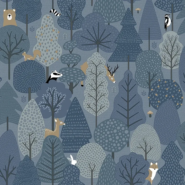 4060-51601 | Quillen Indigo Forest Wallpaper