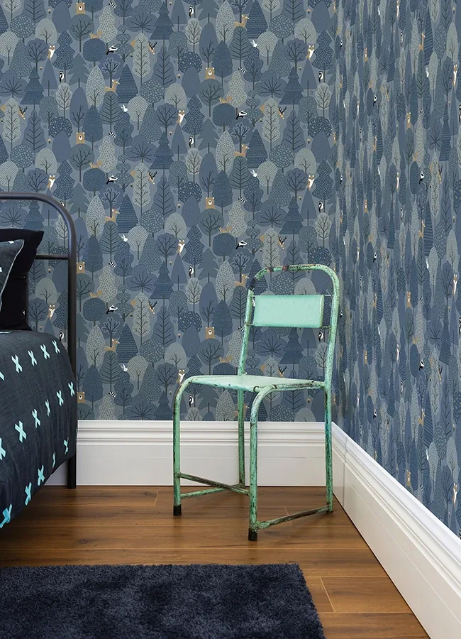 Brewster Home Fashions Quillen Indigo Forest Wallpaper | Wallpaper Twins Brewster Home Fashions Quillen Indigo Forest Wallpaper - SKU 4060-51601